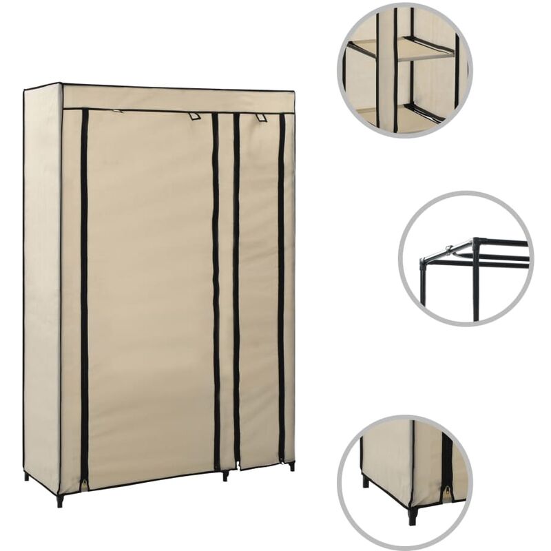 

Happyshopping - Armario plegable de tela color crema 110x45x175 cm