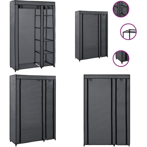 Armario plegable de tela gris 110x45x175 cm - Armario de tela - Armario portátil