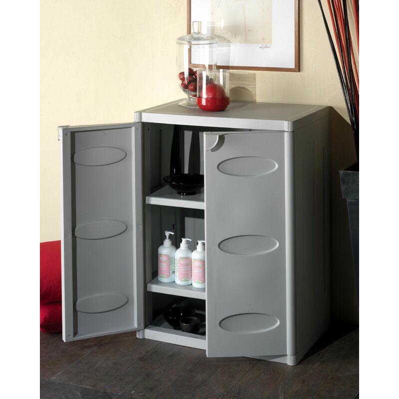 

Abflowers - Armario Bajo 2 Baldas Resina Gris 65x45x88 Rf System