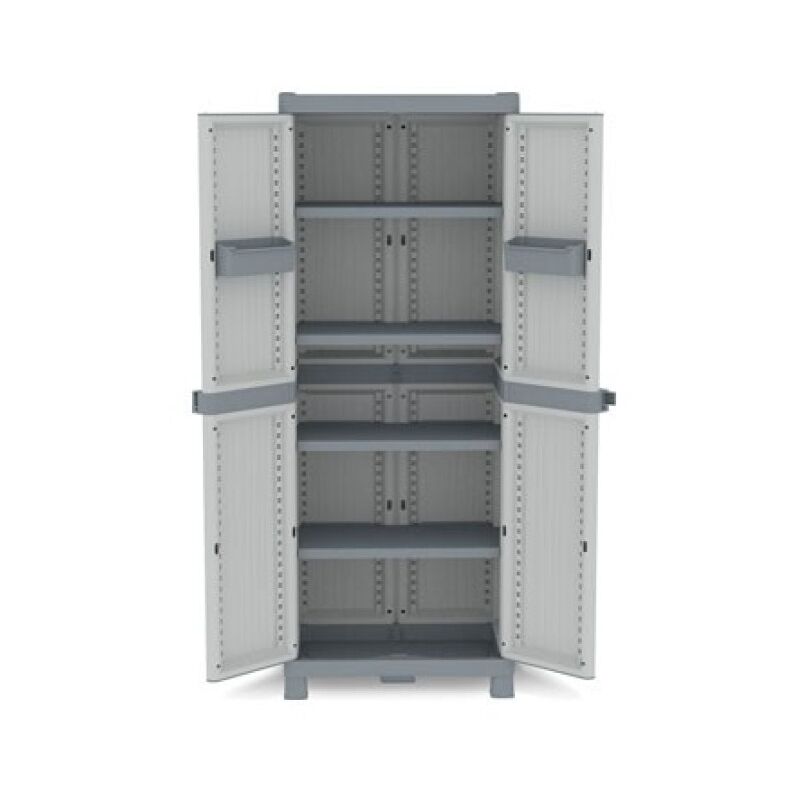 Terry - Armario resina con 4 estantes gris wave 181,8 x 70 x 43,8 cm