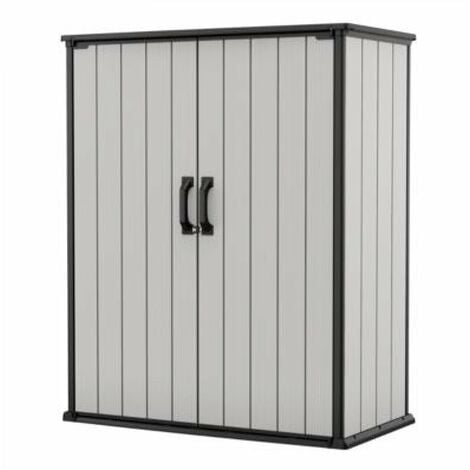 THINIA HOME - Armario de Resina Alto Almacenaje Escobero, Exterior e  Interior, Jardín y Terraza, 4 Baldas, 2 Puertas, 60kg Carga Máxima,  Dimensiones 39x68x171cm (Largo x Ancho x Alto), Gris o Negro 