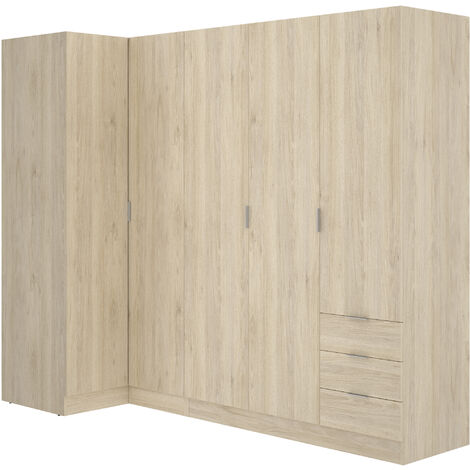 Composición Armario de Rincón con 5 puertas y 3 cajones Natural - ESSEN 3