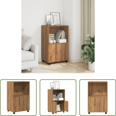 Armario rodante -  Armario con ruedas madera ingeniería roble artisian 55x40x91 cm