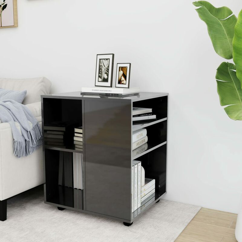 

Armario rodante de aglomerado gris con brillo 60x53x72 cm