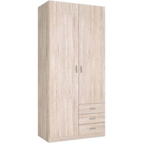 Armario Roma 2 puertas 3 cajones habitación dormitorio color sahara estilo moderno mueble 216x100x53 cm