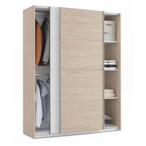 Armario Ropero Bodolz (2 Puertas 1 Perchero 1 Compartimento) Mdf 176 X 80 X  52 Cm - Efecto Roble Sonoma [en.casa] con Ofertas en Carrefour