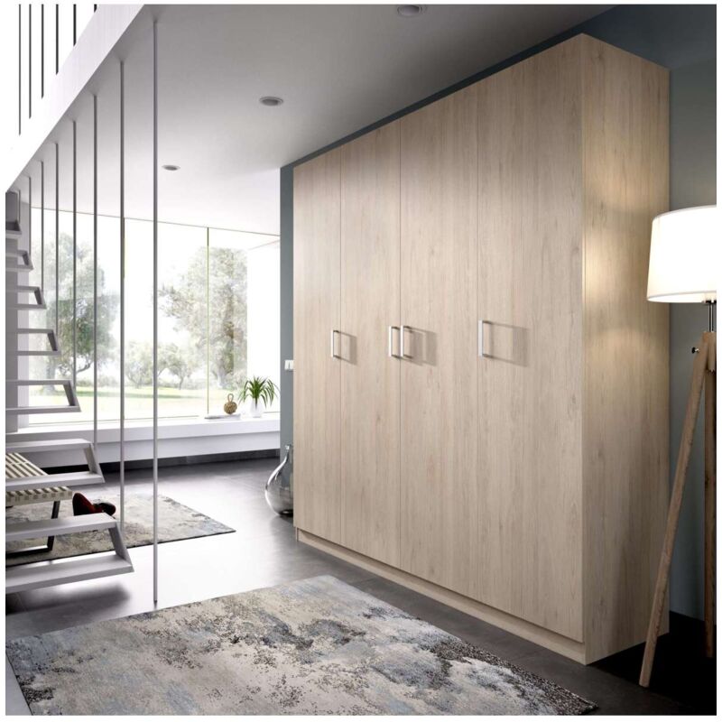 

Armario ropero 4 puertas abatibles Huesa 215 cm(alto)200 cm(ancho)52 cm(fondo) Color NATURAL