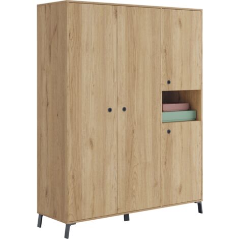 Armario ropero 4 puertas y hueco Camila 200 cm(alto)150 cm(ancho)5 cm(fondo) Color ROBLE CANADIAN-BLANCO ARTIK