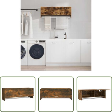 Armario ropero -  Armario madera contrachapada color roble ahumado 100x32,5x35 cm