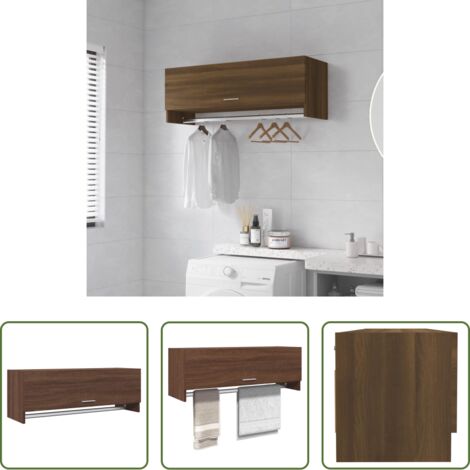 Armario ropero -  Armario madera contrachapada roble marrón 100x32,5x35 cm