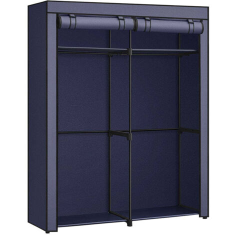 Armario ropero e 140 x 43 x 174 cm portátil con barra para colgar ropa plegable perchero guardarropa dormitorio estudio azul 120004005