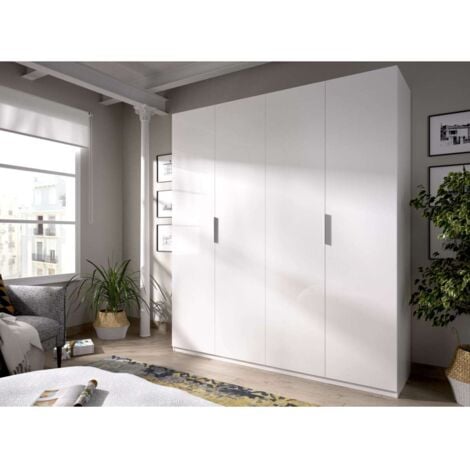 Armario ropero Lucia puertas abatibles acabado blanco 204 cm(alto)180 cm(ancho)52 cm(largo)