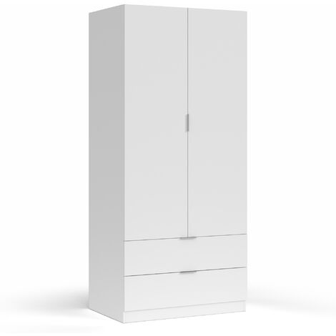 Armario ropero Nico 2 Puertas y 2 Cajones Color Blanco, 81 cm Ancho 52 cm Profundo 180 cm Alto