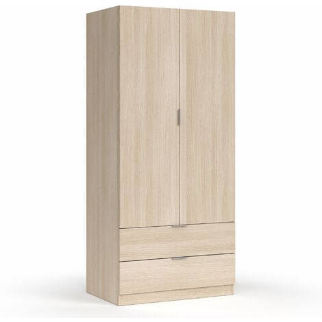 Armario Denali, Perchero para dormitorio, Armario con 2 puertas correderas,  120x50h204 cm, Blanco