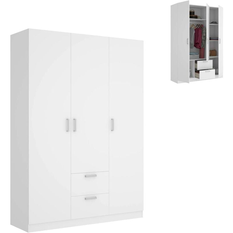 

Armario ropero Oficina, Color Blanco, Medidas 150 cm (Largo) x 215 cm (Alto) x 52 cm (Fondo)