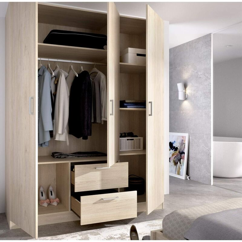 

Armario ropero Oficina, Color Natural, Medidas 150 cm (Largo) x 215 cm (Alto) x 52 cm (Fondo)