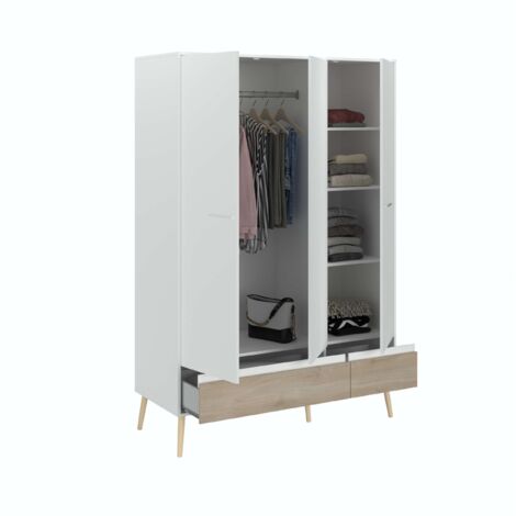 Armario Ropero Osaka con 3 puertas color Roble Japonés y Blanco Estilo Japandi