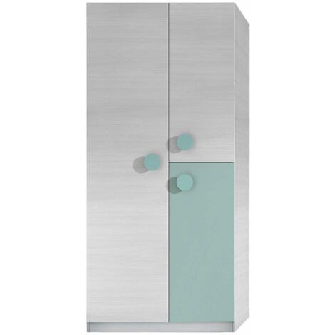 Armario ropero Violeta 3 puertas abatibles acabado blanco/verde acqua 200 cm(alto) 90 cm(ancho) 52 cm(fondo)