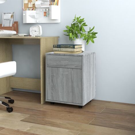 Armario ruedas madera contrachapada gris 45x38x54 cm