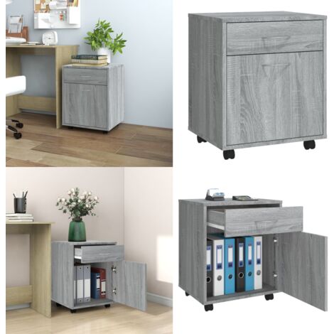 Armario ruedas madera contrachapada gris Sonoma 45x38x54 cm - Armario de almacenamiento - Armario gris