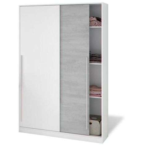 Armario Show 120 Blanco Artik (Blanco Mate) - Gris Cemento (ancho) x 200cm (alto)