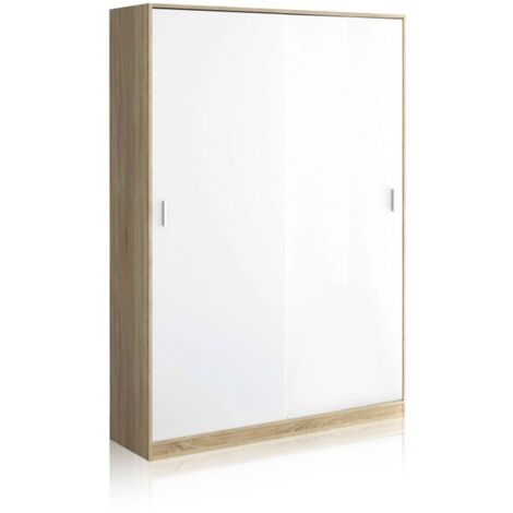 Armario Show 120 Blanco Artik (Blanco Mate) - Roble Canadian (ancho) x 200cm (alto)