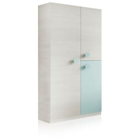 VENTEMEUBLESONLINE Armario Snuba Blanco Alpes - Verde Acqua 90cm (ancho) x 200cm (alto)