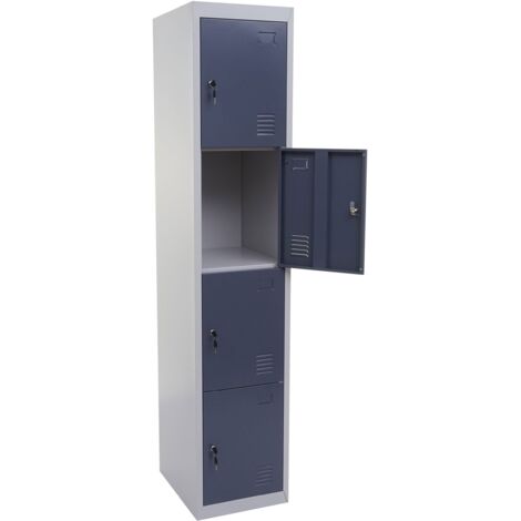 Armario taquilla 4 compartimentos con cerradura 180 x 38 x 45 cm acero gris antracita 040007262