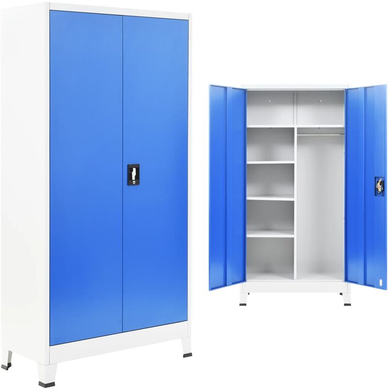 

Armario taquilla con 2 puertas metal 90x40x180 cm gris y azul