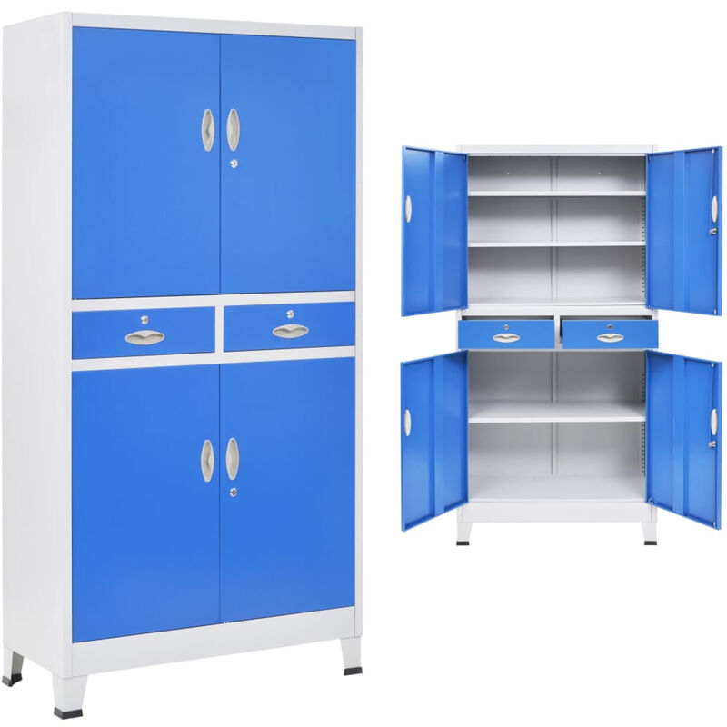 

Armario taquilla con 4 puertas metal 90x40x180 cm gris y azul