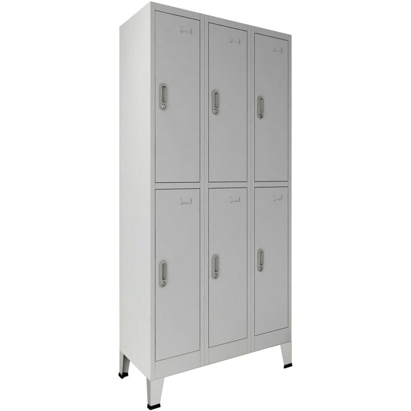 

Armario taquilla con 6 compartimentos acero 90x45x180 cm gris