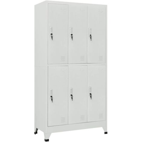 Armario taquilla con 6 compartimentos acero gris 90x45x180 cm