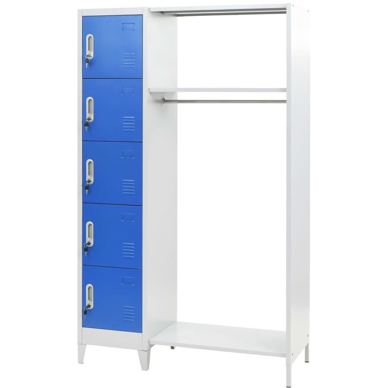 

Armario taquilla con perchero metal 110x45x180 cm azul y gris