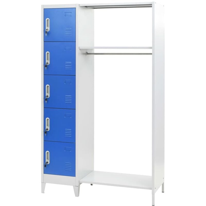 

Armario taquilla con perchero metal 110x45x180 cm azul y gris - Azul