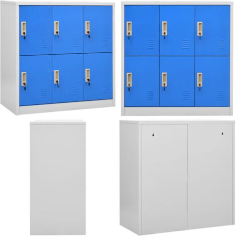 Armario taquilla de acero gris claro y azul 90x45x92,5 cm - Armario de acero - Almacenamiento organizado