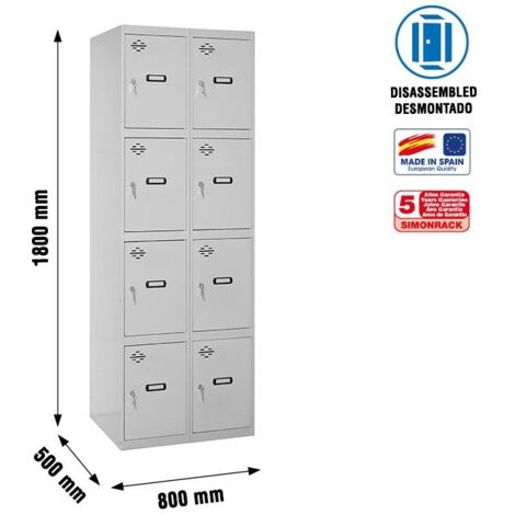 Armario Taquilla SIMON LOCKER desm. 4 puertas 2/8 400 (800) gris