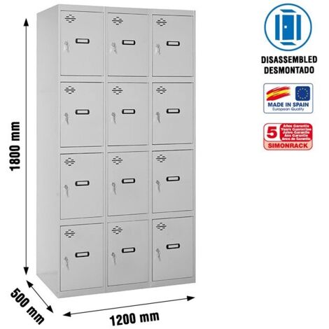 Armario Taquilla SIMON LOCKER desm. 4 puertas 3/12 400 (1200) gri