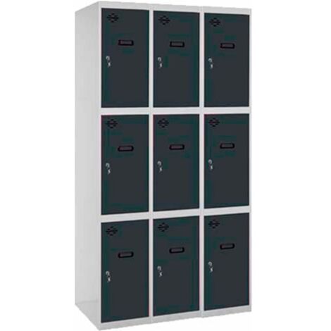 Armario Taquilla SIMON LOCKER PROF.Monobloque 3 PUERTA 3/9 300 (900) GR/AN