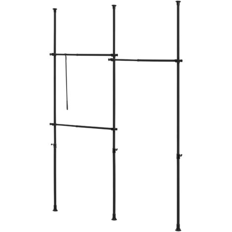Armario telescópico de acero lacado 150 - 230 cm 3 barras de armario negras 030008156