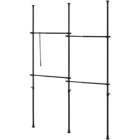 Armario telescópico de acero lacado 150 - 230 cm 4 barras de armario negras 030008157