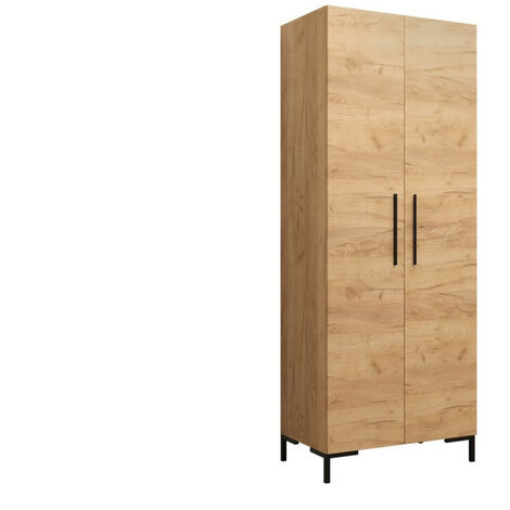 Armario Tivsoa 109, Craft roble + Negro, 196x74x44cm, Puertas de armario: Con bisagras, Número de estantes: 2
