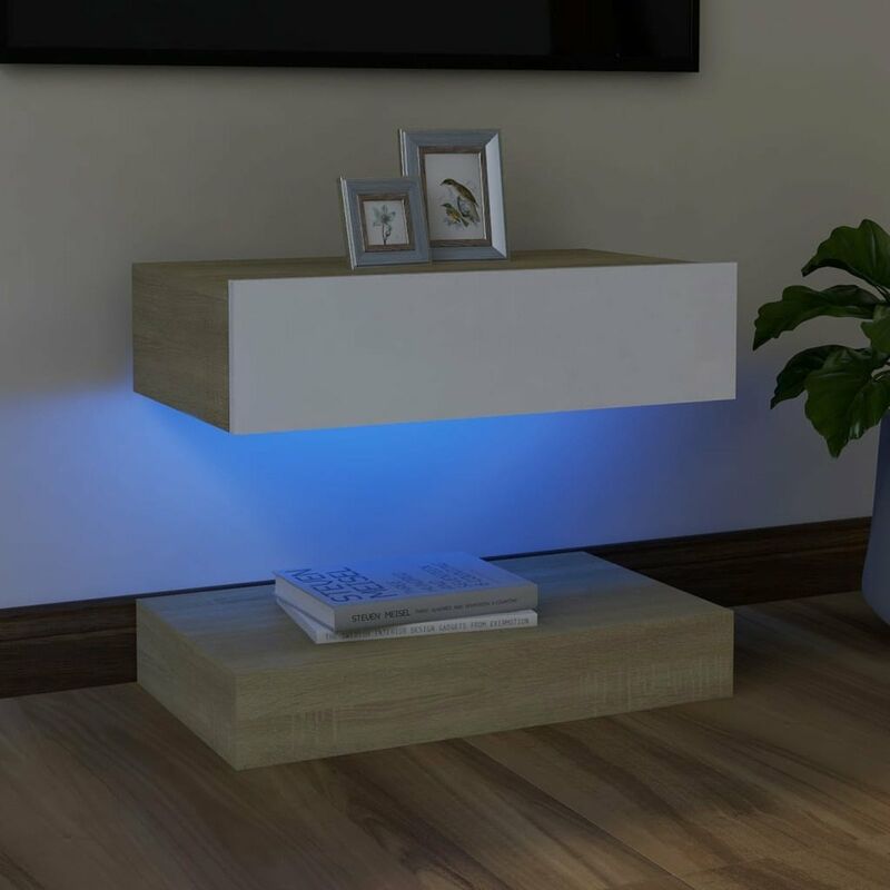 

Armario TV con luces LED blanco y roble Sonoma 60x35 cm