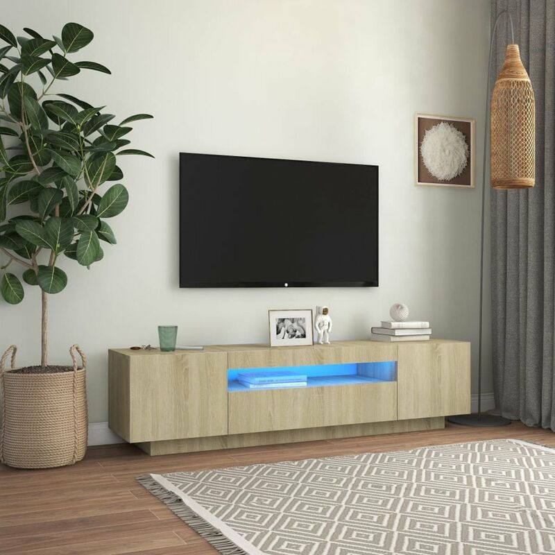 

Armario TV con luces LED color roble Sonoma 160x35x40 cm