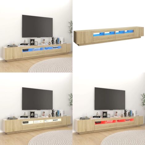 Armario TV con luces LED color roble Sonoma 260x35x40 cm - Armario con luces LED - Armario de TV con luces RGB