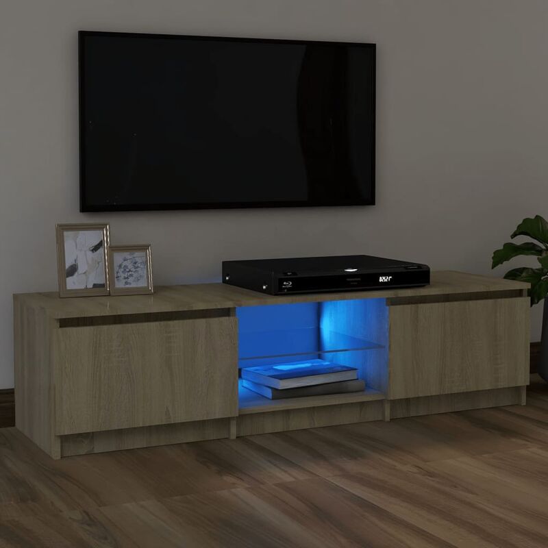

Armario TV con luces LED roble Sonoma 120x30x35,5 cm