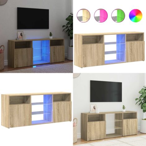 Armario TV con luces LED roble Sonoma 120x30x50 cm - Luz led rgb - Armario tv con luces