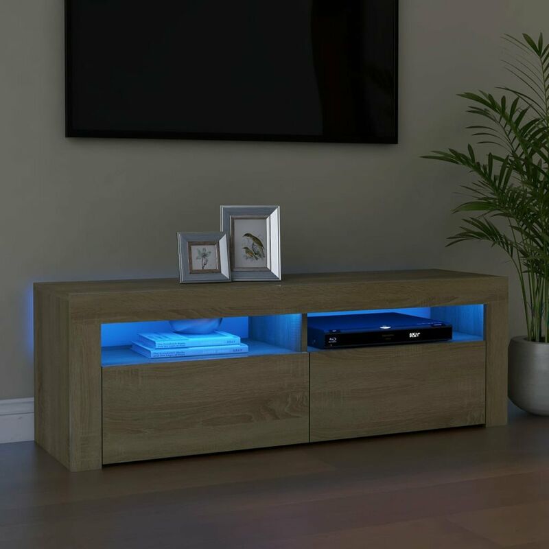 

Armario TV con luces LED roble Sonoma 120x35x40 cm