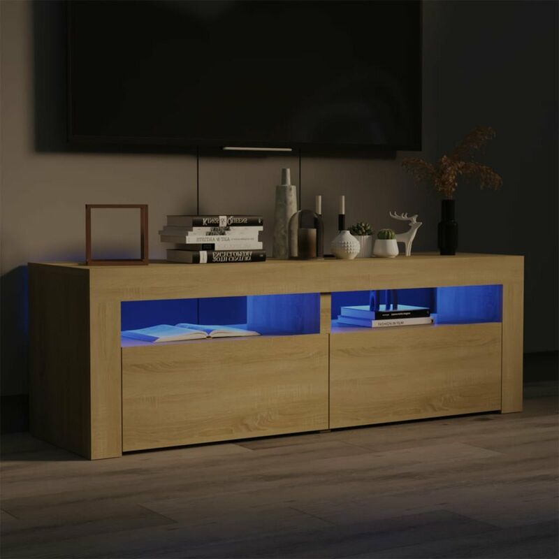 

Armario TV con luces LED roble Sonoma 120x35x40 cm