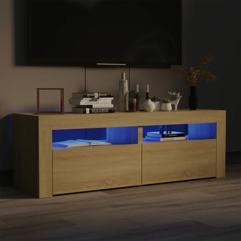 

Armario TV con luces LED roble Sonoma 120x35x40 cm