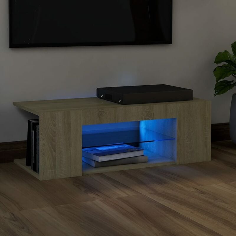 

Armario TV con luces LED roble Sonoma 90x39x30 cm
